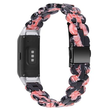 Samsung Galaxy Fit snyggt klockarmband i rostfritt stål med harts - Svart / Rosa