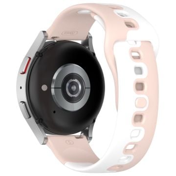 20 mm universellt dubbelfärgat silikonband - Rosa / Vit