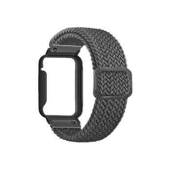 Xiaomi Mi Band 7 Pro nylon elastiskt klockarmband med skydd - Grå / Svart