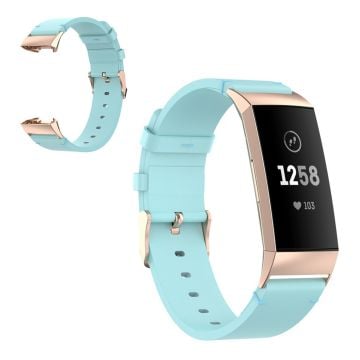 Fitbit Charge 4 / 3 genuine leather watch band - Baby Blue