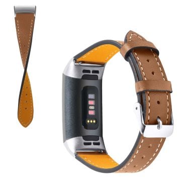 Fitbit Charge 4 / 3 genuine leather watch band - Brown