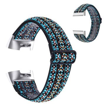 Fitbit Charge 4 / 3 elastic stylish pattern watch strap - Blue Tribal