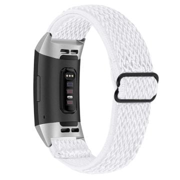 Fitbit Charge 4 / Charge 3 elastiskt klockarmband i nylon - Vit