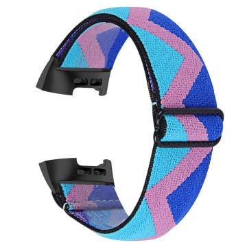 Fitbit Charge 4 / 3 elastisk nylonrem med mönster - Blå / Rosa / Rosa