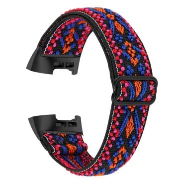 Fitbit Charge 4 / 3 elastisk nylonrem med mönster - Orange Rosa