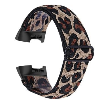 Fitbit Charge 4 / 3 elastisk nylonrem med mönster - Leopardtryck