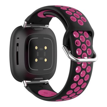 Fitbit Sense 2 / Versa 4 dubbelfärgat klockarmband i silikon - Svart / Ros