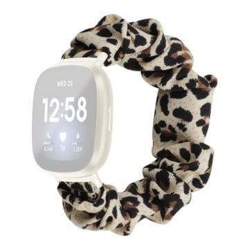 Fitbit Sense 2 / Versa 4 klockarmband med elastiskt tygmönster - Gul Leopard