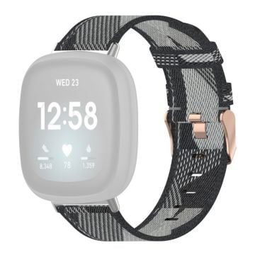 Fitbit Sense 2 / Versa 4 klockarmband i nylon - Grå Randig