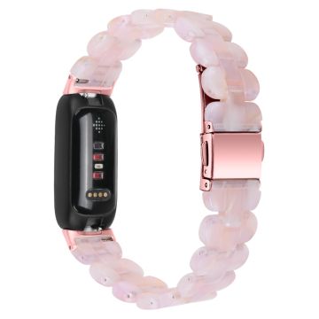 Fitbit Inspire 3 ovalt armband i rostfritt stål i resin-stil - Rosa