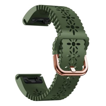 Silikonarmband med blommönster för Garmin-klocka - Militärgrön