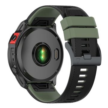 22 mm dubbelfärgat silikonarmband för Garmin- och Coros-klockor - Svartaktig Grön / Svart