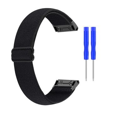 Elastiskt klockarmband i nylon med coolt mönster för Garmin-klocka - Svart