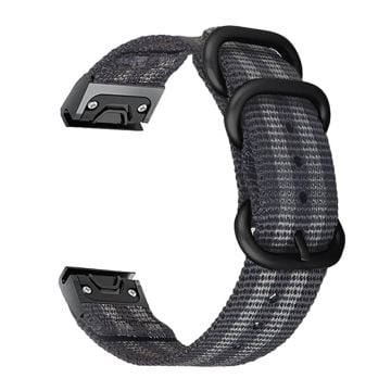 26 mm klockarmband i nylon för Garmin-klocka - Svart / Grå