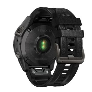 26 mm klockarmband i silikonläder med silikon för Garmin-klocka - Svart