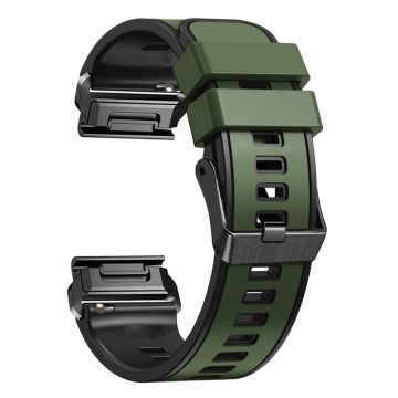 Tvåfärgat klockarmband i silikon för Garmin Watch och Coros Vertix - Militärgrön / Svart