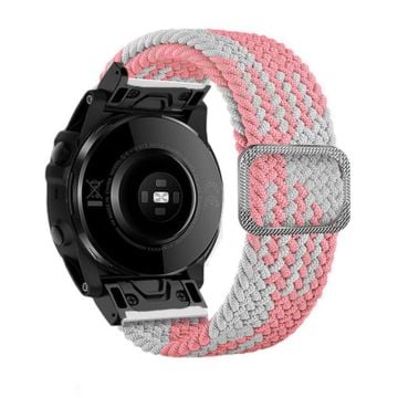 22 mm nylonarmband för Garmin-klocka med spänne - Rosa / Vit