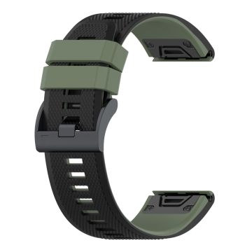 26 mm dubbelfärgat texturerat silikonarmband för Garmin-klocka - Svartaktig Grön / Svart