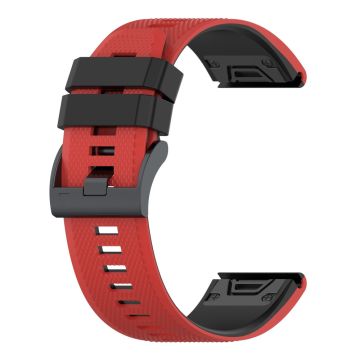 26 mm dubbelfärgat texturerat silikonarmband för Garmin-klocka - Röd / Svart