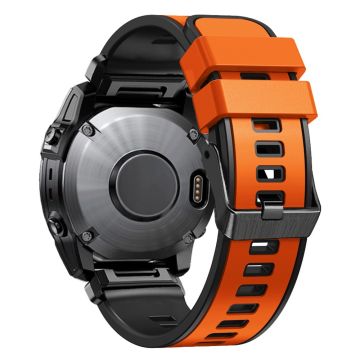 Tvåfärgat klockarmband i silikon för Garmin Watch - Orange / Svart