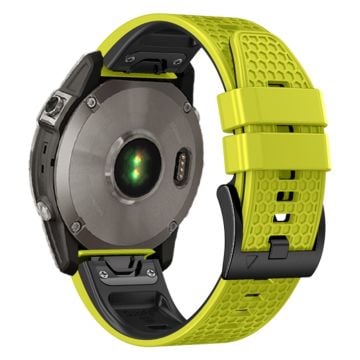 26 mm silikonarmband med tvåfärgad prickstruktur för Garmin Watch - Lime + Svart