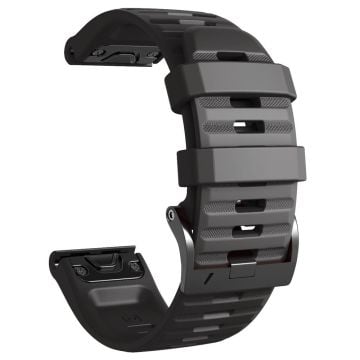 26 mm silikonarmband med enkel rand och svart spänne för Garmin-klocka - Svart