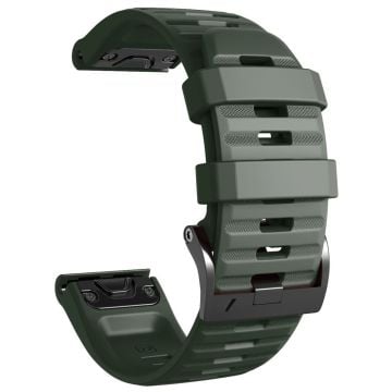 26 mm silikonarmband med enkel rand och svart spänne för Garmin-klocka - Militärgrön