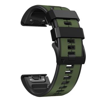 22 mm dubbelfärgat silikonarmband för Garmin- och Coros-klockor - Militärgrön / Svart