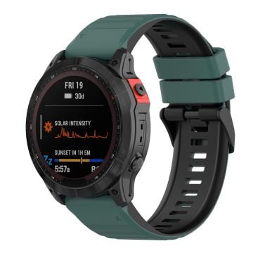 26 mm enkelt klockarmband i silikon för Garmin-klocka - Grön / Svart