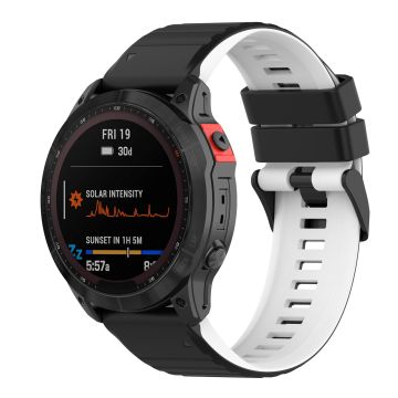 26 mm enkelt klockarmband i silikon för Garmin-klocka - Svart / Vit