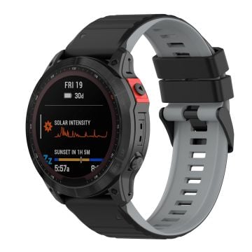 26 mm enkelt klockarmband i silikon för Garmin-klocka - Svart / Grå