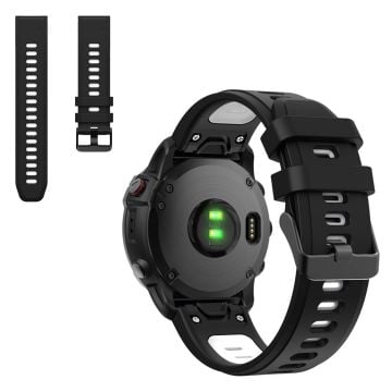 Dual color silicoone watch band for Garmin watch - Black / White