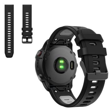 Dual color silicoone watch band for Garmin watch - Black / Grey