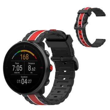 Polar Grit X / Vantage M wave square watch band - Black / Red / White