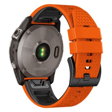 22 mm tvåfärgat silikonarmband i bikakemodell för Amazfit / Garmin / Coros-klocka - Orange + Svart