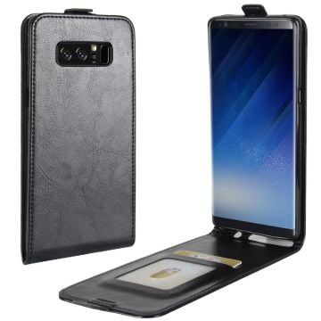 Crazy Horse Vertical Flip Leather Magnetic Phone Casing for Samsung Galaxy Note 8 - Black