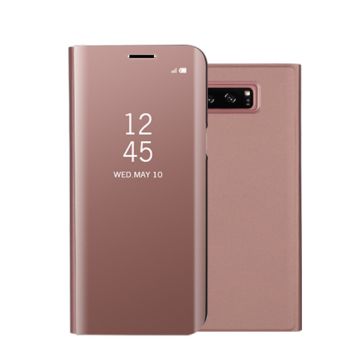 For Samsung Galaxy Note 8 N950 Plated Mirror Surface Information View Leather Phone Case with Stand - Rose Gold