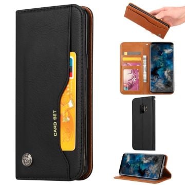 For Samsung Galaxy S9 G960 PU Leather Wallet Stand Case Accessory - Black