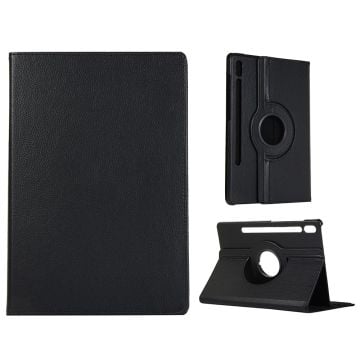 Black 360-degree rotating stand tablet case for Samsung Galaxy Tab S9 Plus / S8 Plus leather case