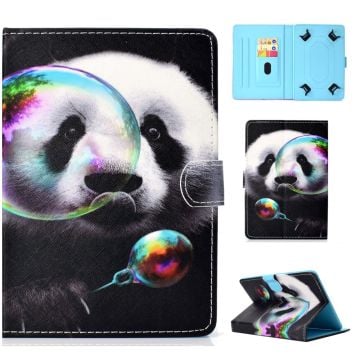 Universal 10" Tablet Patterned Vegan Leather Card Holder Fodral iPad 9.7 (2018) / LG G Pad III m.fl. - Panda Som Spelar Bubbla