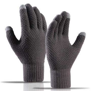 WinterTouch Anti-Slip Knitted Warm Gloves for Men - Grey