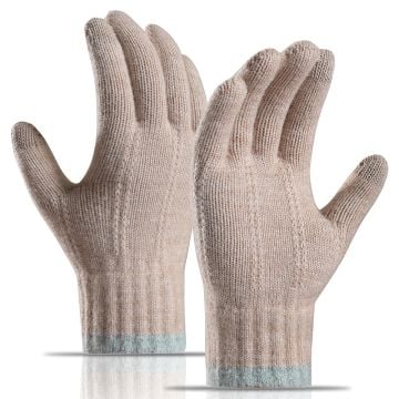 Knitted Winter Cycling Gloves - Khaki Touch Screen compatibility Warm & Stylish