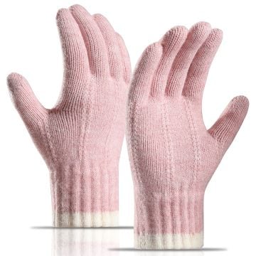 Knitted Winter Cycling Gloves - Pink Touch Screen compatibility Warm & Stylish