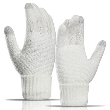 Y0042 Touchscreen Thermal Knit Gloves for Men Women - White