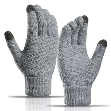 Y0042 Touchscreen Thermal Knit Gloves for Men Women - Grey