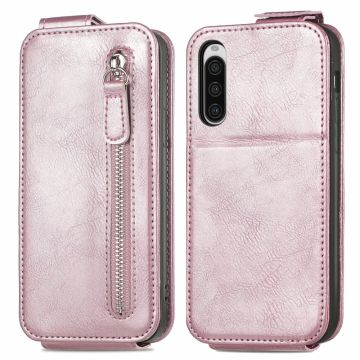 Vertikalt Sony Xperia 10 V fodral med dragkedja - Roséguld