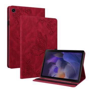 Grönt läderfodral för surfplatta till Samsung Galaxy Tab A9 Plus med korthållare och fjärilsblomma