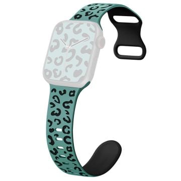 Apple Watch Series 41mm - 40mm - 38mm Leopard silikonarmband - Grön + Svart