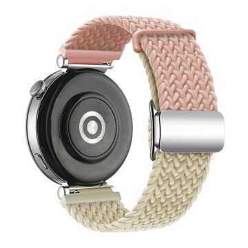 Huawei Watch GT 4 41mm Universal 18mm klockarmband Vävt armband med silverfärgat magnetiskt spänne - Rosa + Stjärnljus