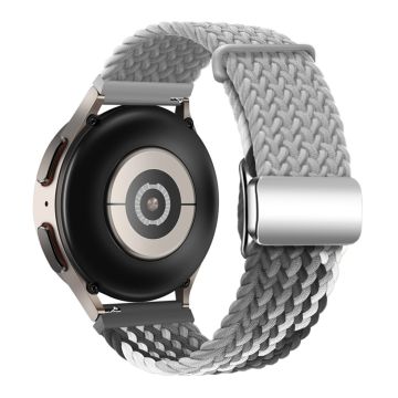 Huawei Watch GT 3 42mm / GT 3 Pro 43mm Universal 20mm Woven Strap Magnetic Silver Buckle klockarmband - Ljusgrå + Mörk Choklad